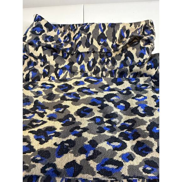Tyler Boe‎ XS Cowl Neck Blue Tan Leopard Print Dress 3/4 length Sleeved - Picture 6 of 8